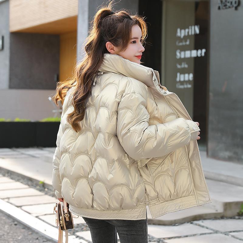 Women’s Cotton-padded Coat Korean Style Quilted Jacket Stand Collar Cotton-padded Jacket - Khaki / M