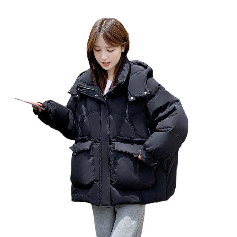 Women’s White Duck Down Korean Style Slimming Hooded Thick Down Jacket