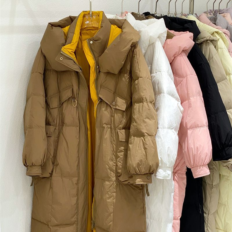Korean Style Winter Clothes Hooded Women’s Over-the-knee Quilt Down Jacket