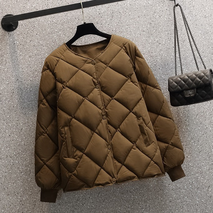 Short Down Jacket Women’s Winter Korean Style Lightweight - Brown / S