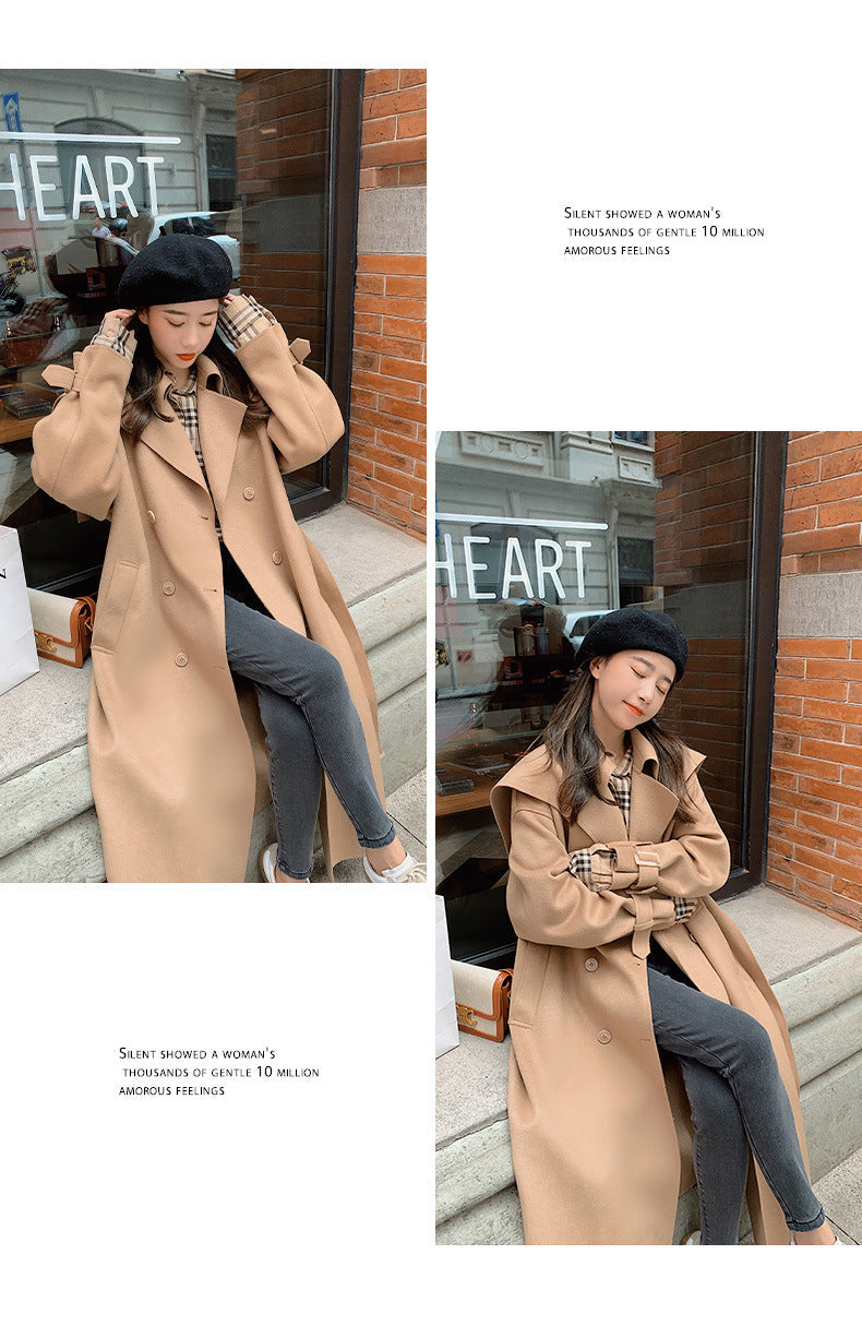 Korean Style Loose Thick Mid-length Temperament Woolen Coat