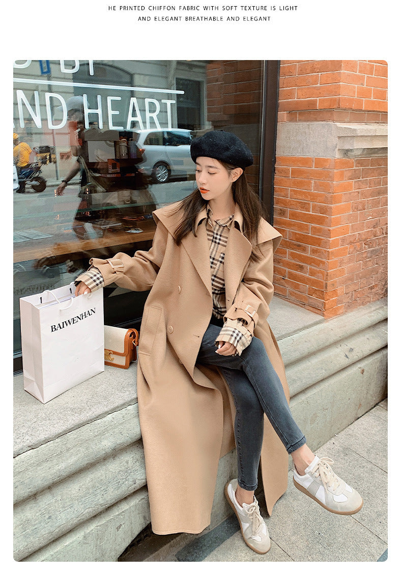 Korean Style Loose Thick Mid-length Temperament Woolen Coat