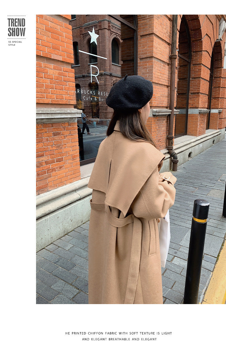 Korean Style Loose Thick Mid-length Temperament Woolen Coat