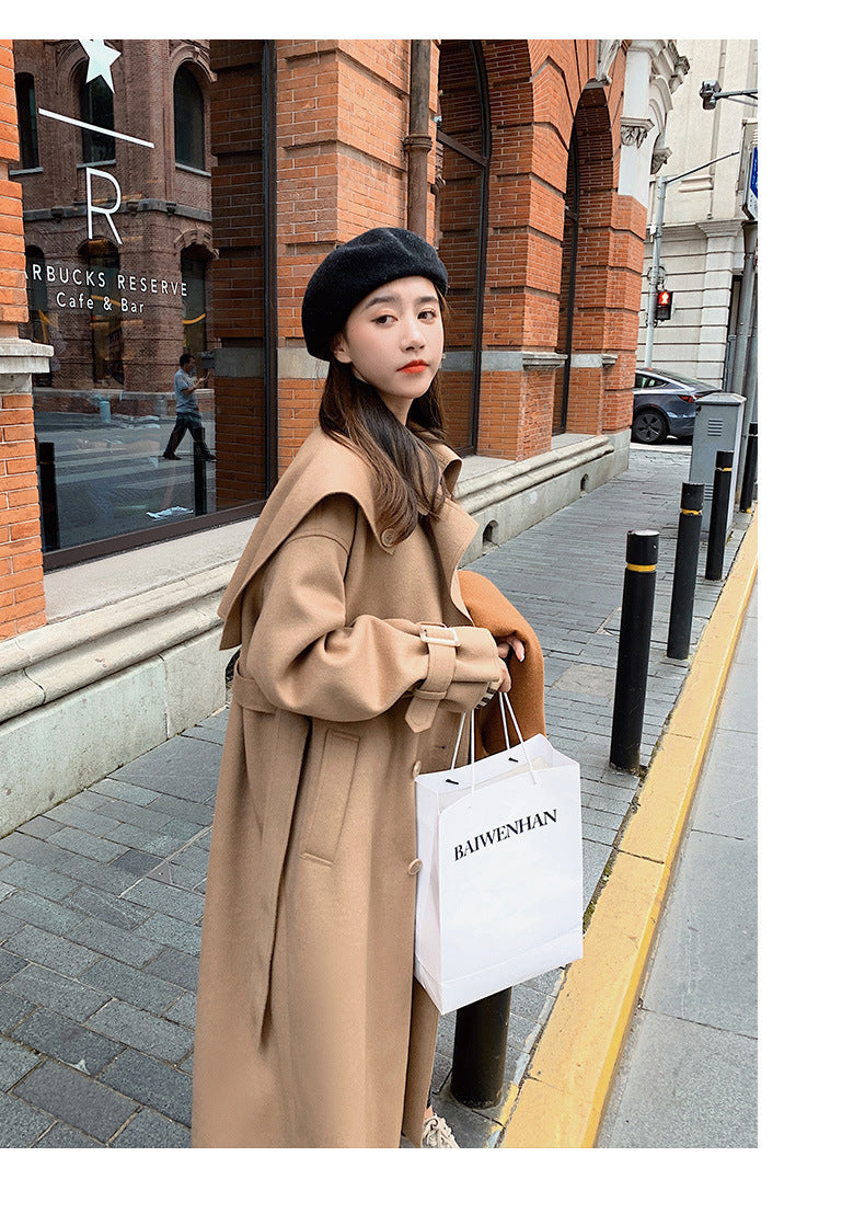 Korean Style Loose Thick Mid-length Temperament Woolen Coat
