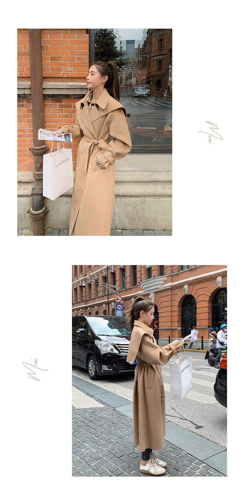 Korean Style Loose Thick Mid-length Temperament Woolen Coat