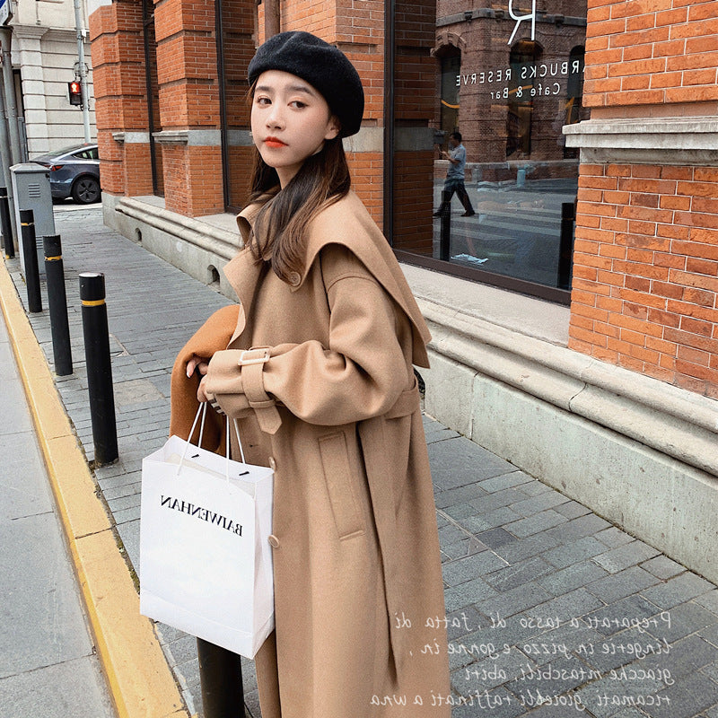Korean Style Loose Thick Mid-length Temperament Woolen Coat