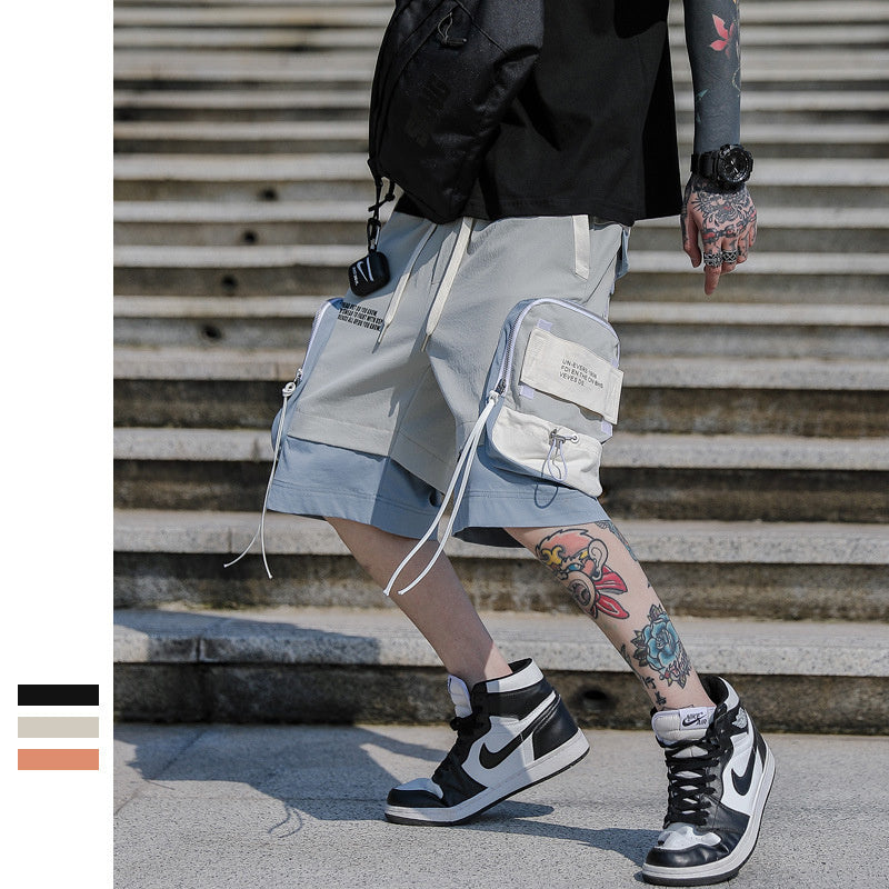 Casual Five-Point Shorts Men Summer Streetwear Korean Ins - Beige / L