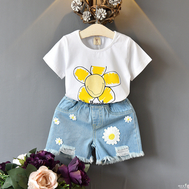 Girls two-piece summer children’s clothing girls short-sleeved T-shirt