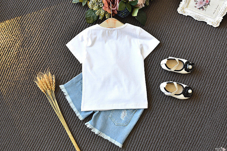 Girls two-piece summer children’s clothing girls short-sleeved T-shirt