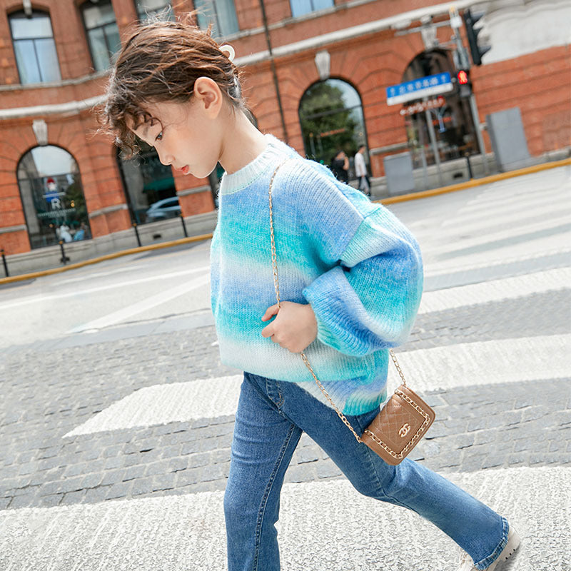 Gas Korean Version Loose Big Children Girls - Blue / 110cm
