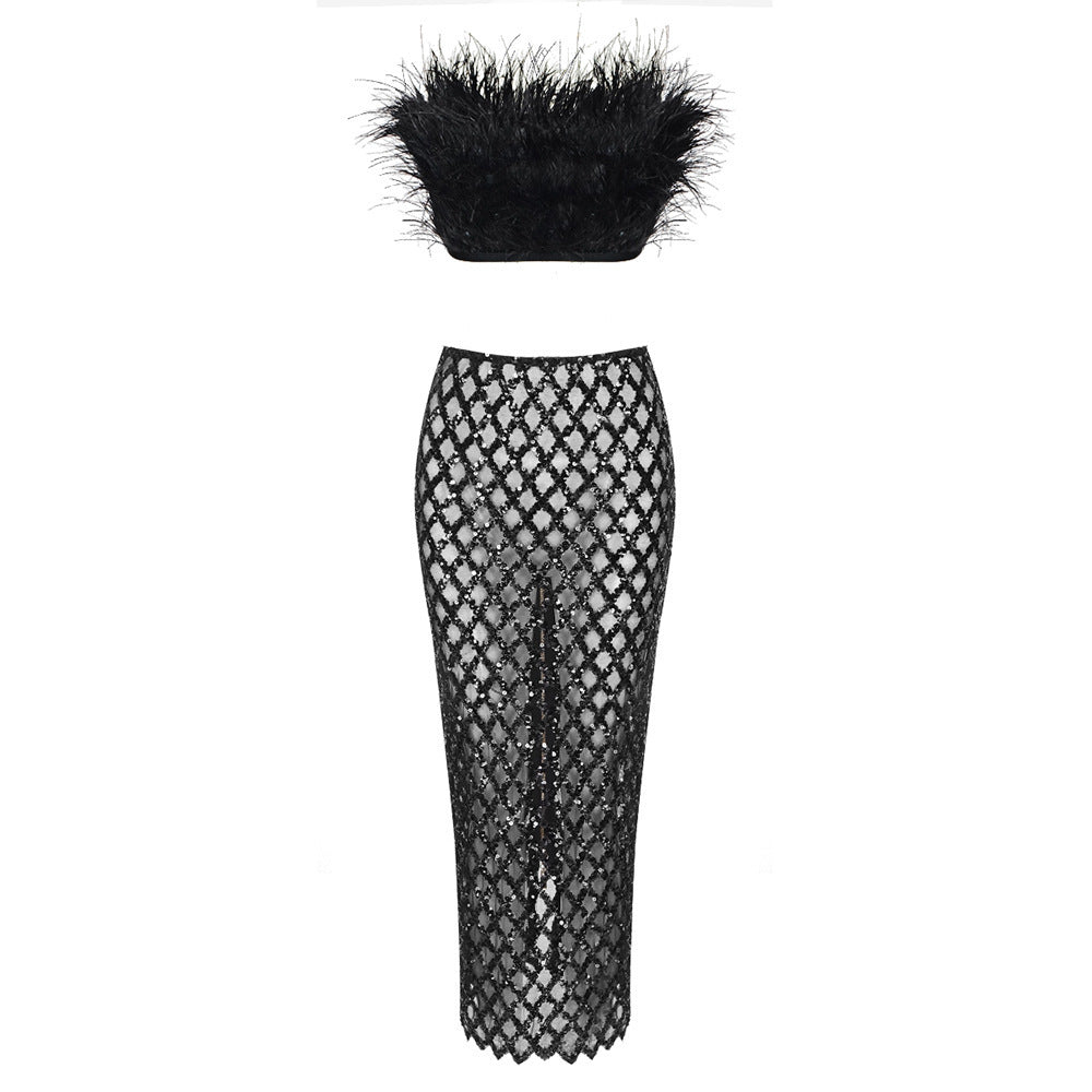 Lace Spliced Skirt High-End Fashion Online - Black / XS