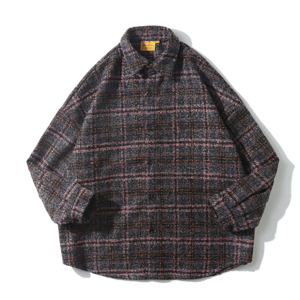 Men’s And Women’s Loose Couple Thick Woolen Shirt - Red / M