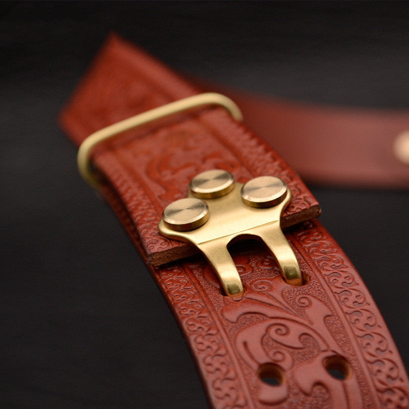 Men’s Leisure Leather Belt With Woven Pattern