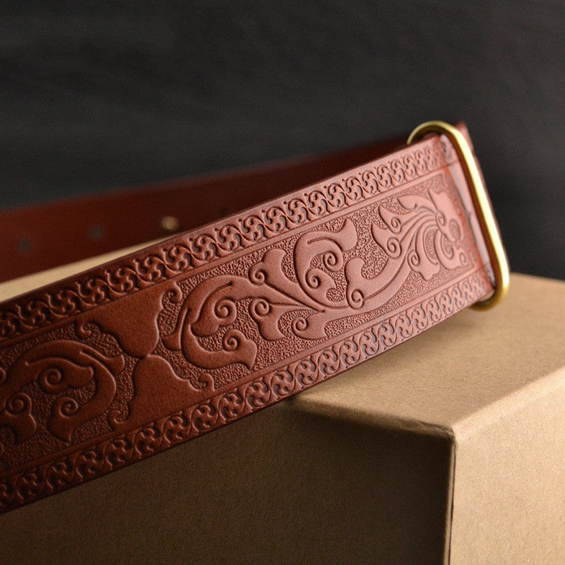 Men’s Leisure Leather Belt With Woven Pattern