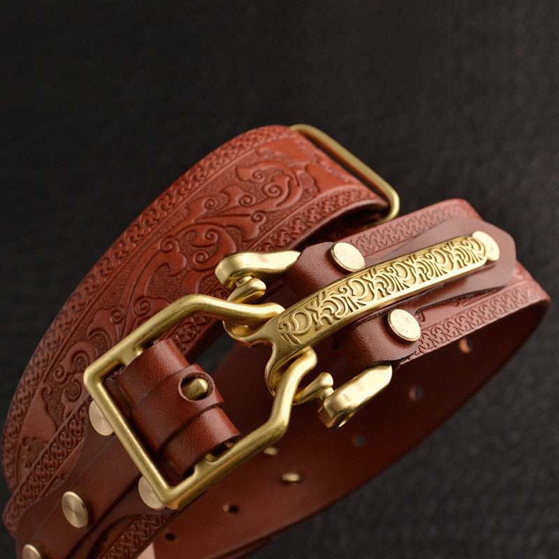 Men’s Leisure Leather Belt With Woven Pattern