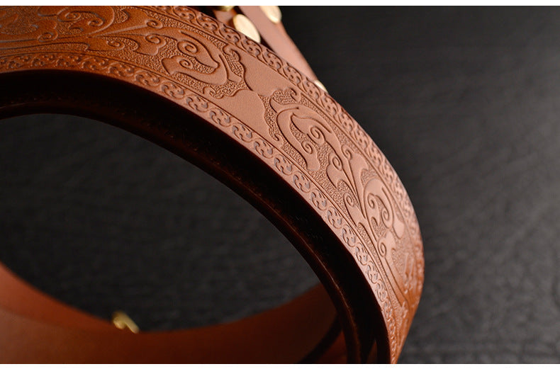 Men’s Leisure Leather Belt With Woven Pattern