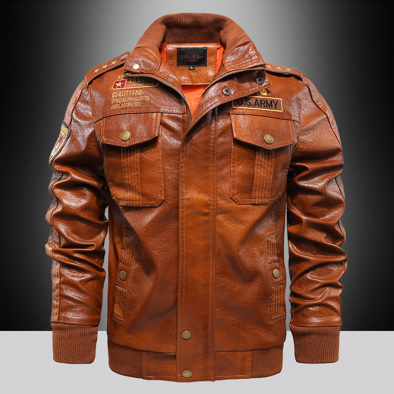 Leather Jacket Men’s Stand-up Collar Slim Fit Short