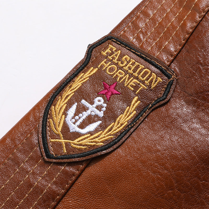 Leather Jacket Men’s Stand-up Collar Slim Fit Short