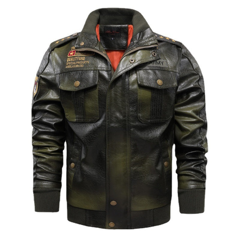 Leather Jacket Men’s Stand-up Collar Slim Fit Short