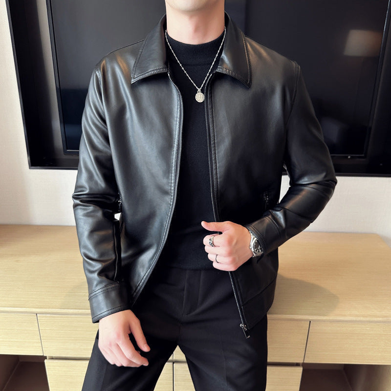 Leather Lapel Light Business Men’s Jacket