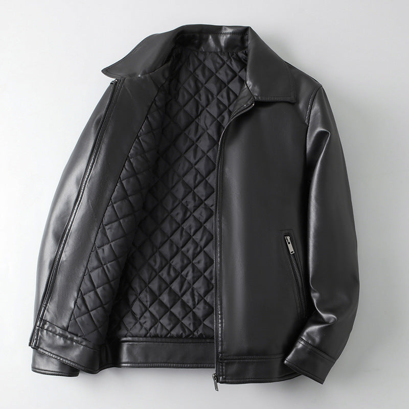 Leather Lapel Light Business Men’s Jacket - Cotton 6806 / M