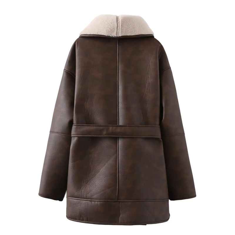 American Personality Fashion Double Breasted Mid-length Loose Women’s Wear