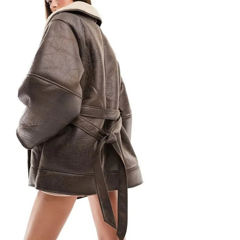 American Personality Fashion Double Breasted Mid-length Loose Women’s Wear
