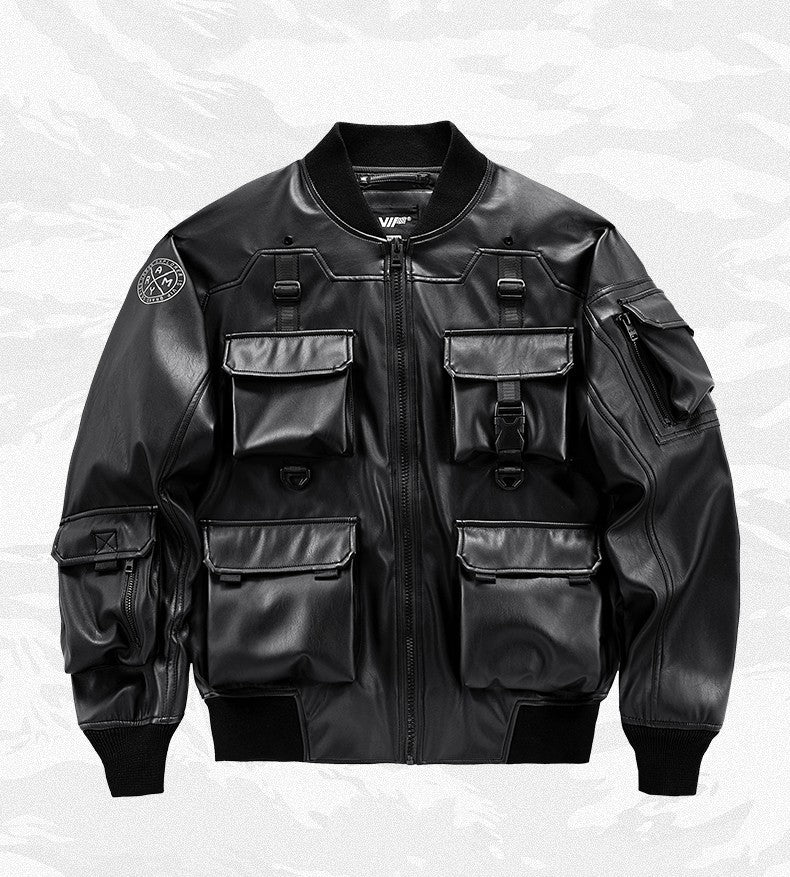 Leather Men’s Functional Work Coat - Black / M