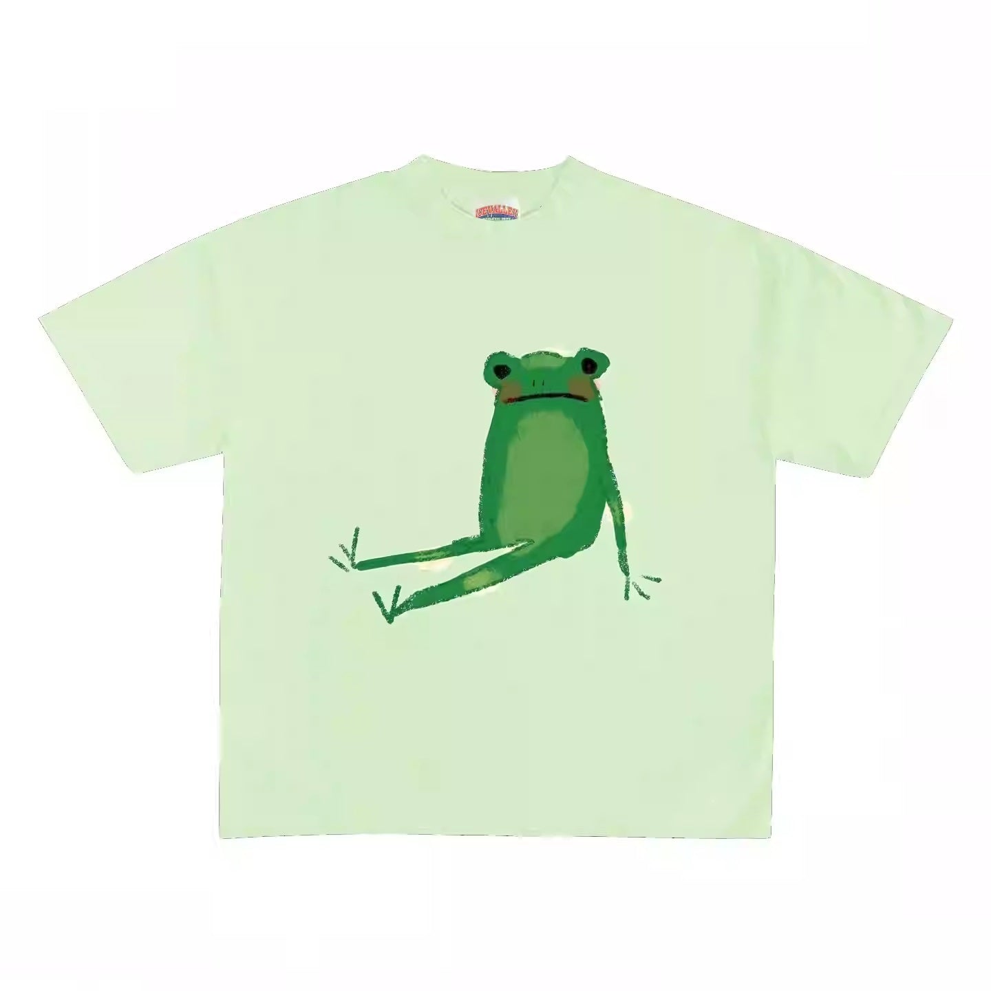 Frog Print T-shirt Cute Animal Pattern Spoof Casual All-match - Light Lemon Green / L