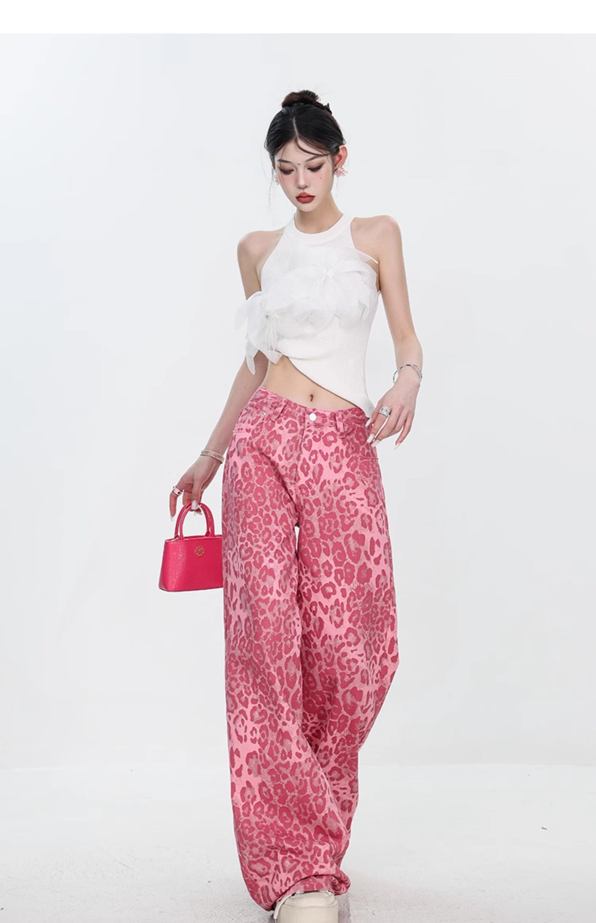 Leopard Jeans Women’s Thin Straight Loose Trousers
