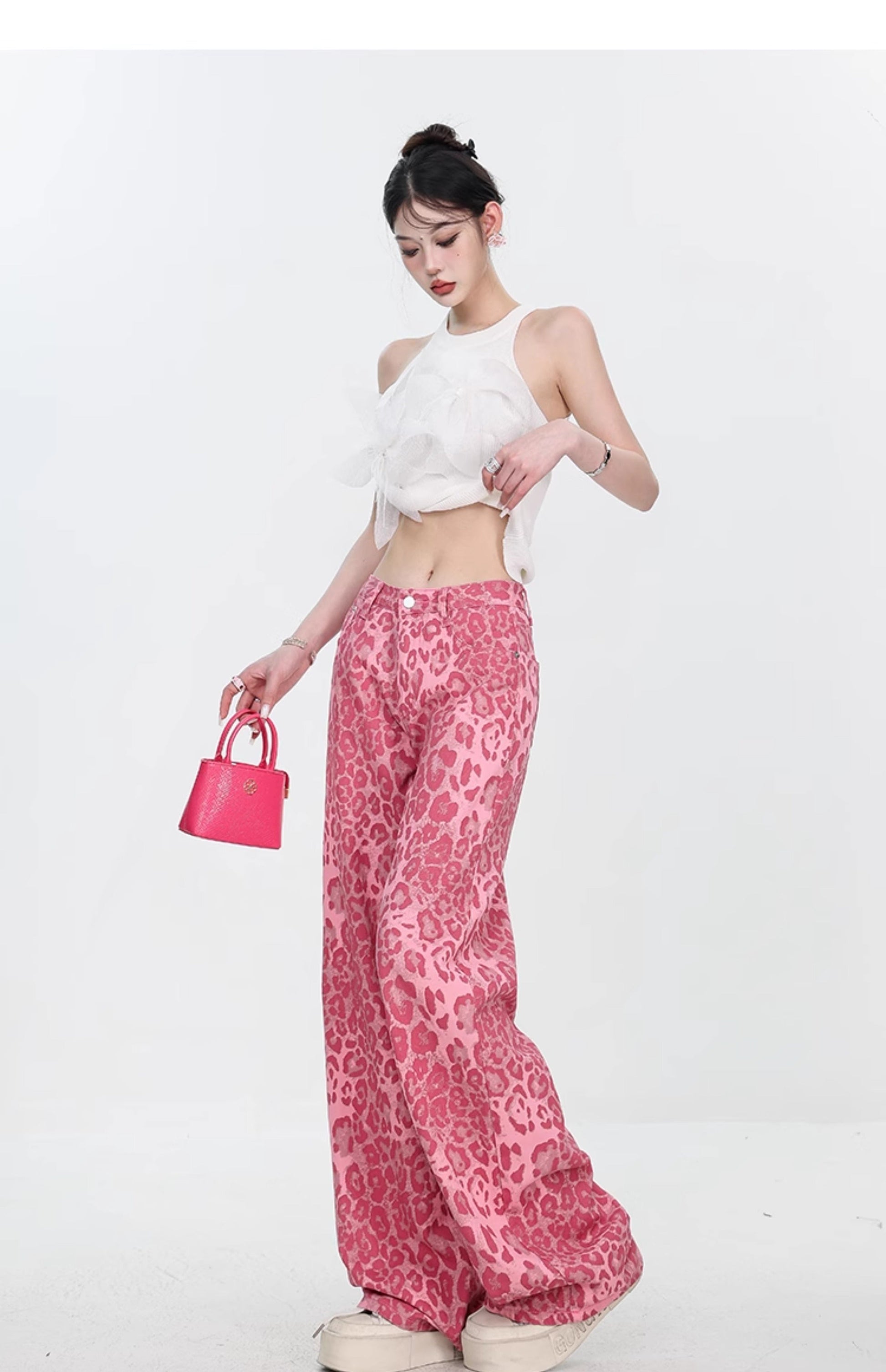 Leopard Jeans Women’s Thin Straight Loose Trousers