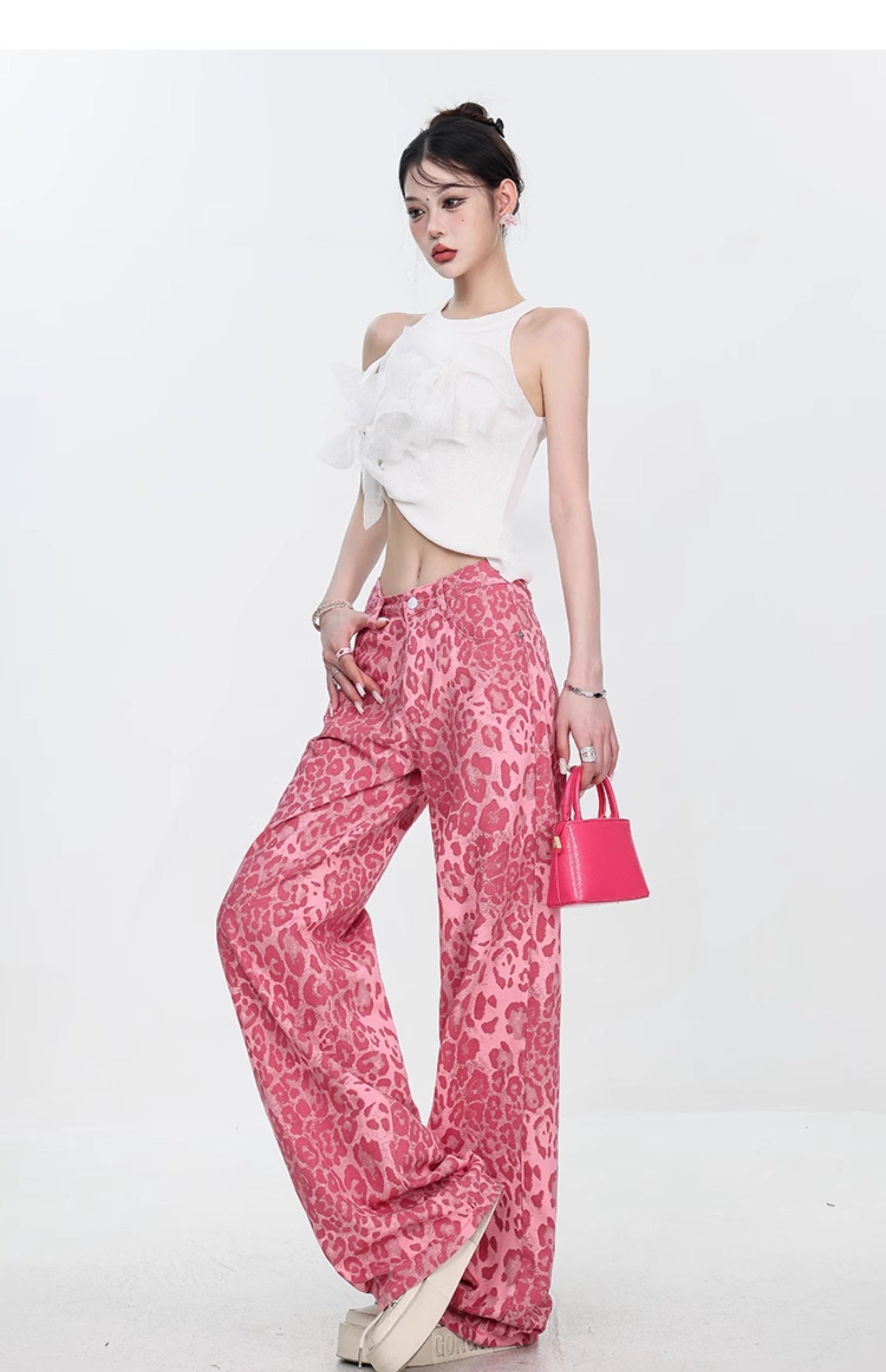 Leopard Jeans Women’s Thin Straight Loose Trousers