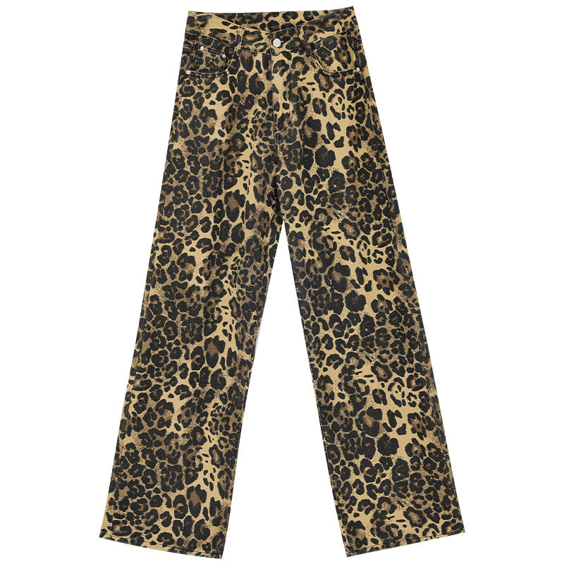 Leopard Jeans Women’s Thin Straight Loose Trousers - Black / S
