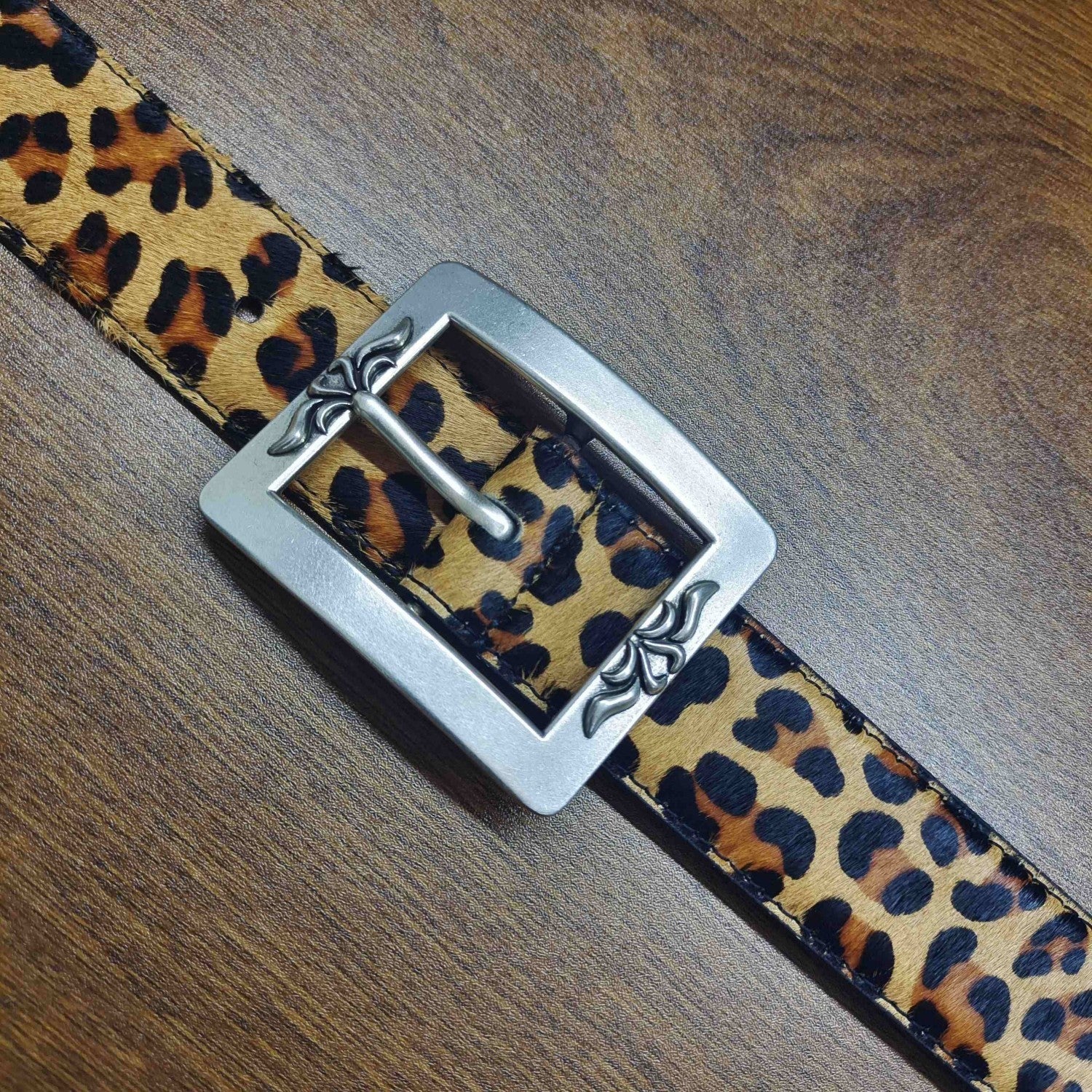 Leopard Print Japanese Buckle For Men And Women - Ancient Silver / 90cm