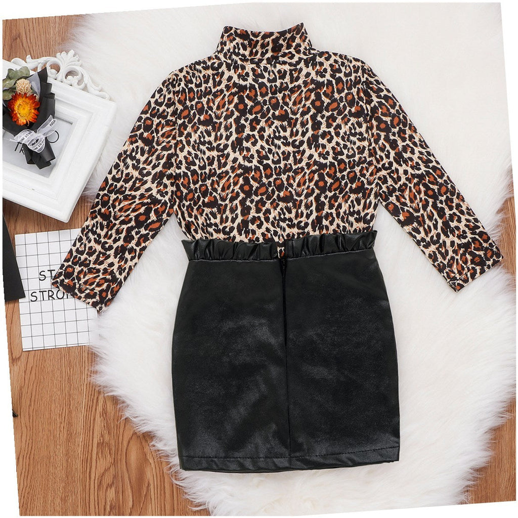 Children’s Clothes Girls Leopard Print Long Sleeve Shirt
