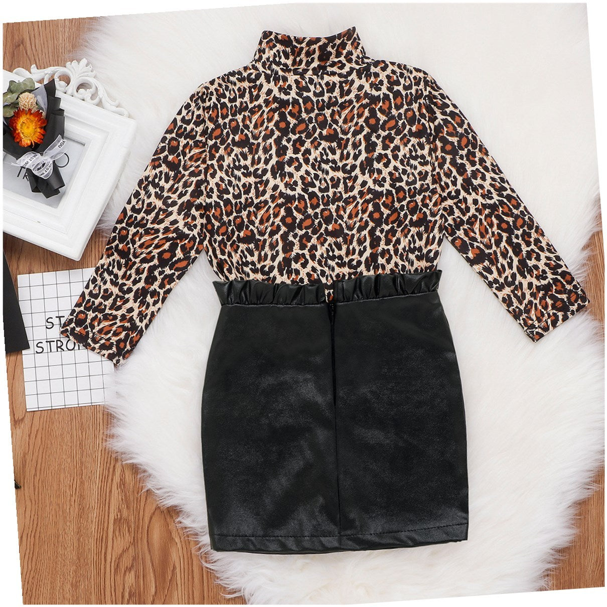 Children’s Clothes Girls Leopard Print Long Sleeve Shirt