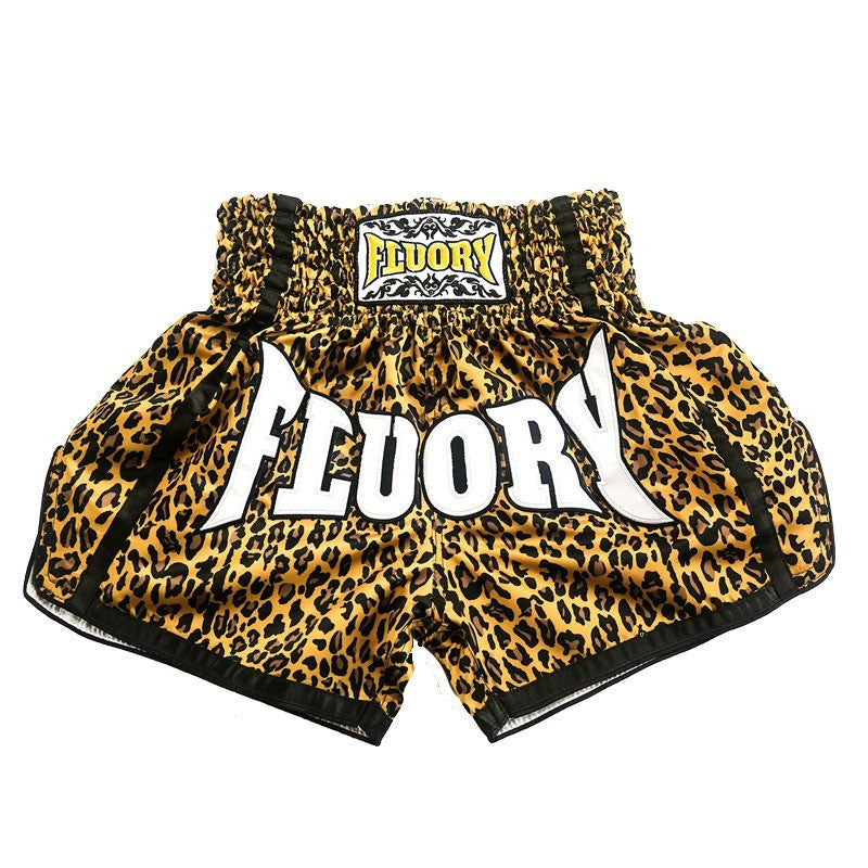 Leopard Print Muay Thai Shorts Men And Women Training Wear - Leopard Print / XS