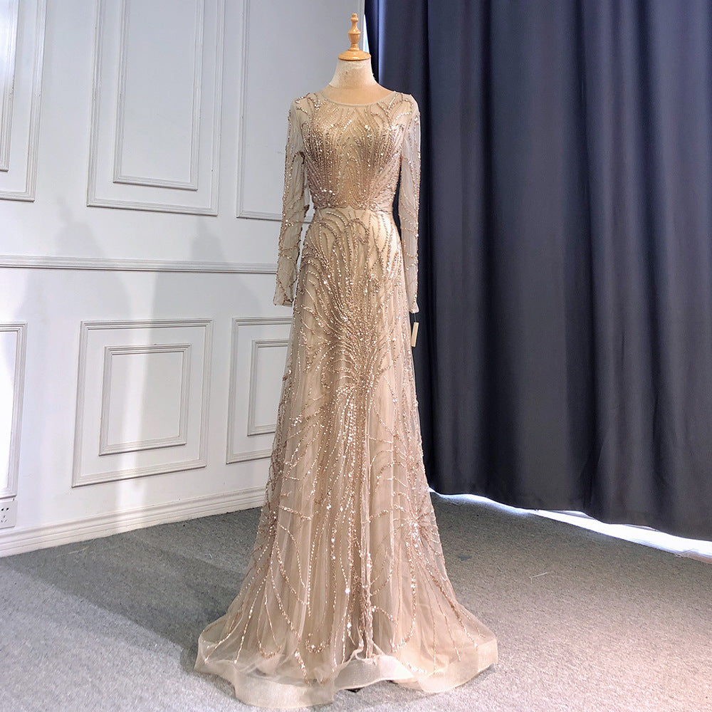 Light Luxury Minority High-end Evening Dress - Caramel Color / XS