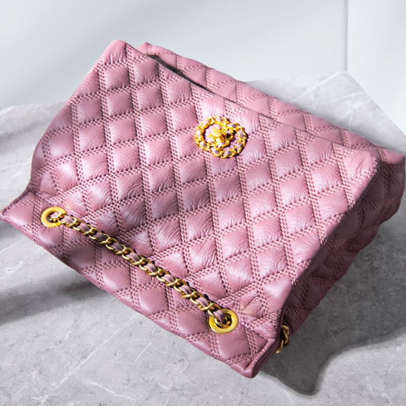 Lilac Luxury Cowhide Bag High-End Fashion Online - Light Purple