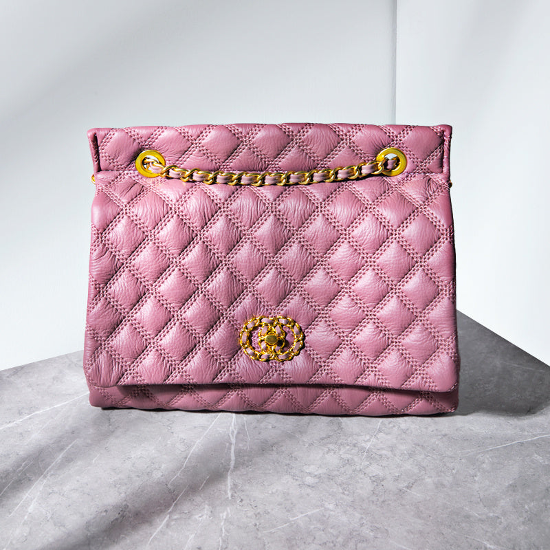Lilac Luxury Cowhide Bag High-End Fashion Online - Light Purple