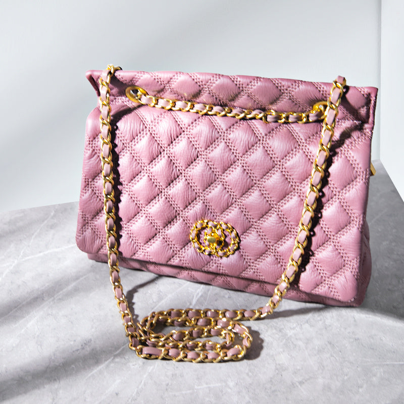 Lilac Luxury Cowhide Bag High-End Fashion Online - Light Purple