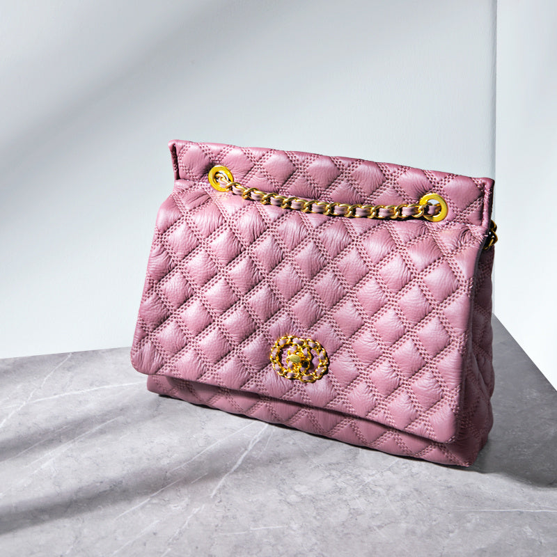 Lilac Luxury Cowhide Bag High-End Fashion Online - Light Purple