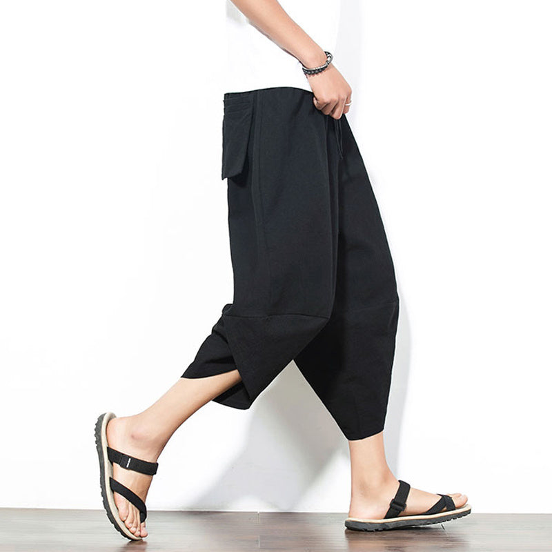 Eight points men’s nine points casual bloomers - Black / XXL