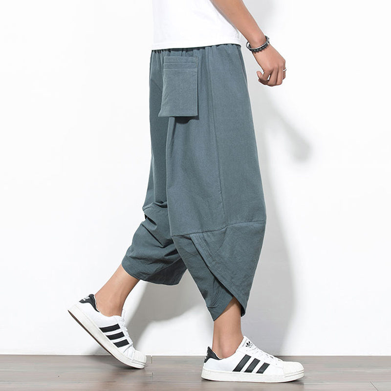 Eight points men’s nine points casual bloomers - Grey / XXL
