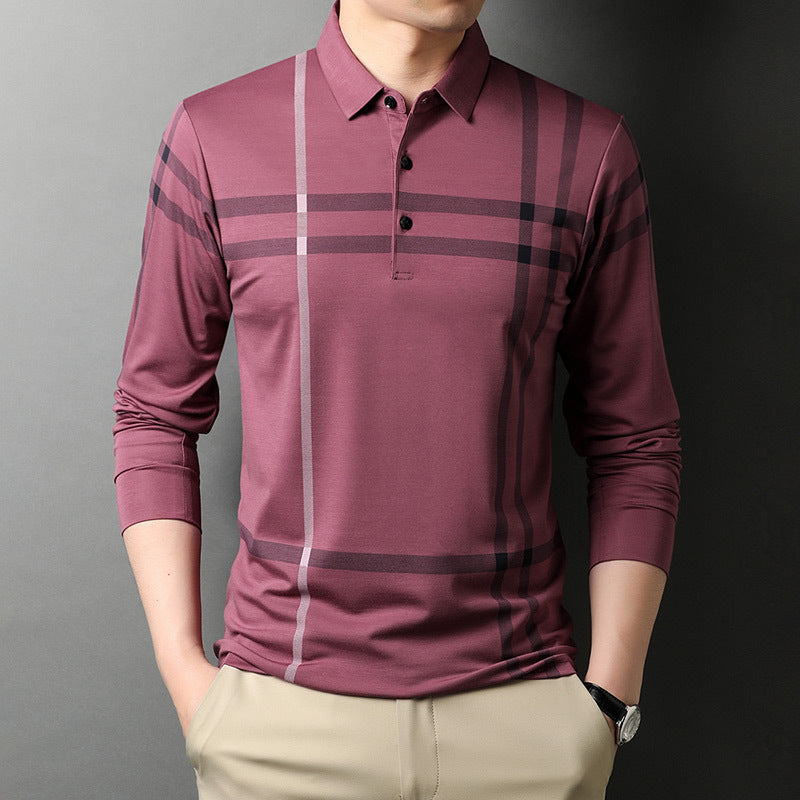New Mercerized Cotton Middle-aged And Elderly Men’s Bottoming Shirt - Red / M