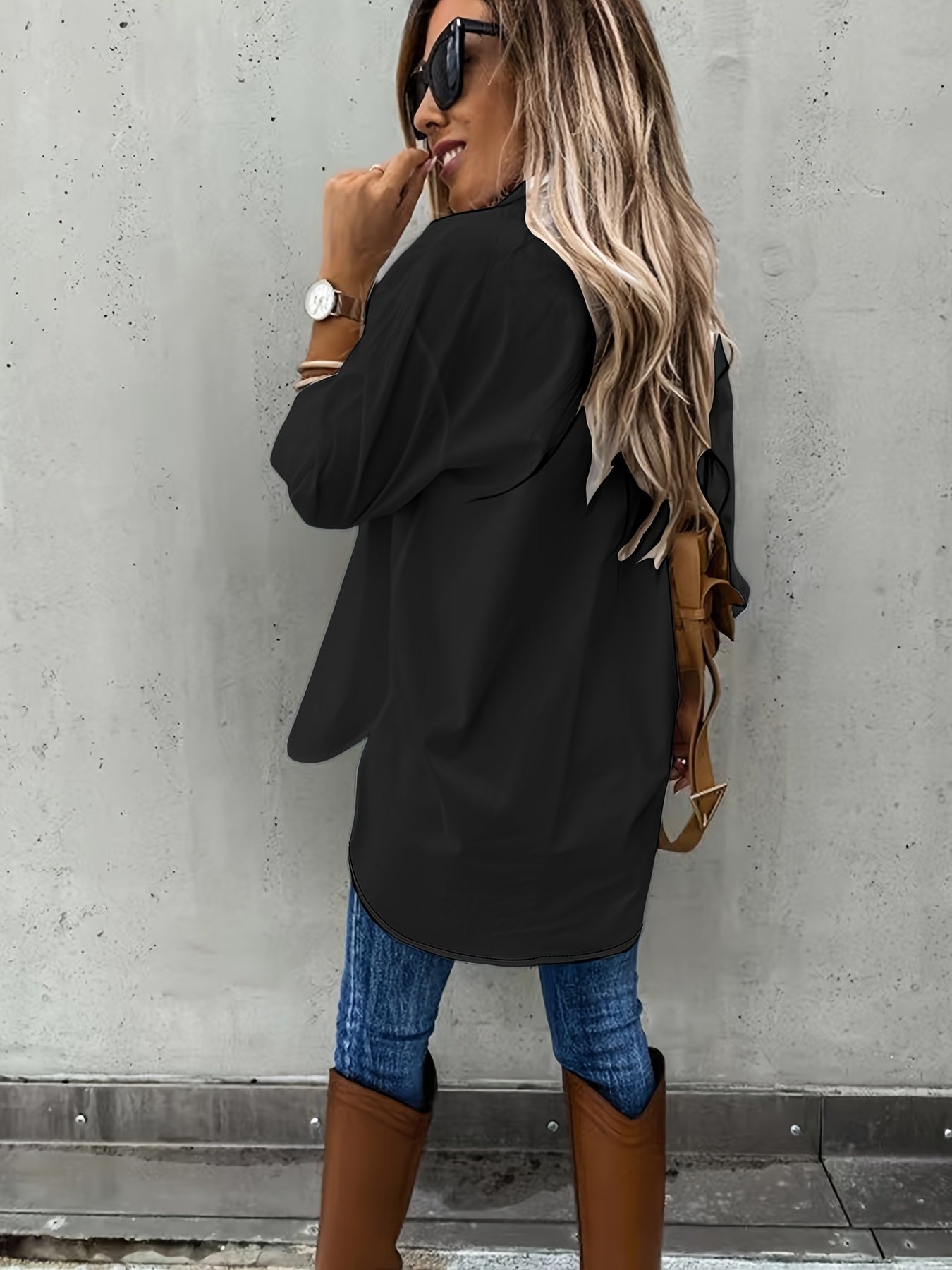 Large Size Two-piece Set Women’s Long Sleeve Casual Shirt - 5