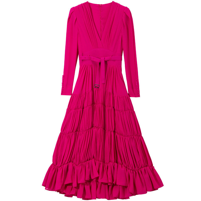 Long Sleeve Dress With Belt For Women