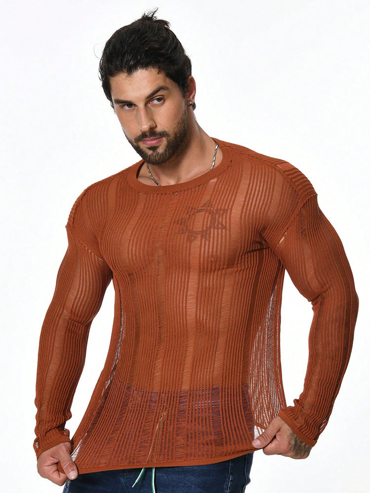 Long Sleeve Loose All-matching Sweater Men’s - Light Brown / S