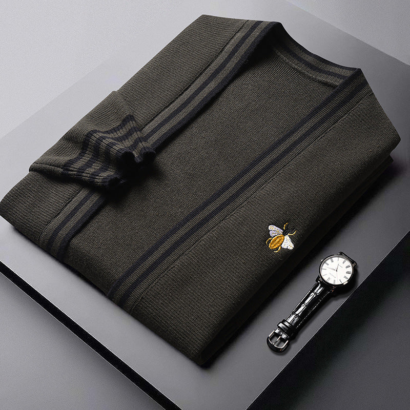 Long Sleeve Sweater Men’s Knitwear Korean Style - Deep Coffee / S