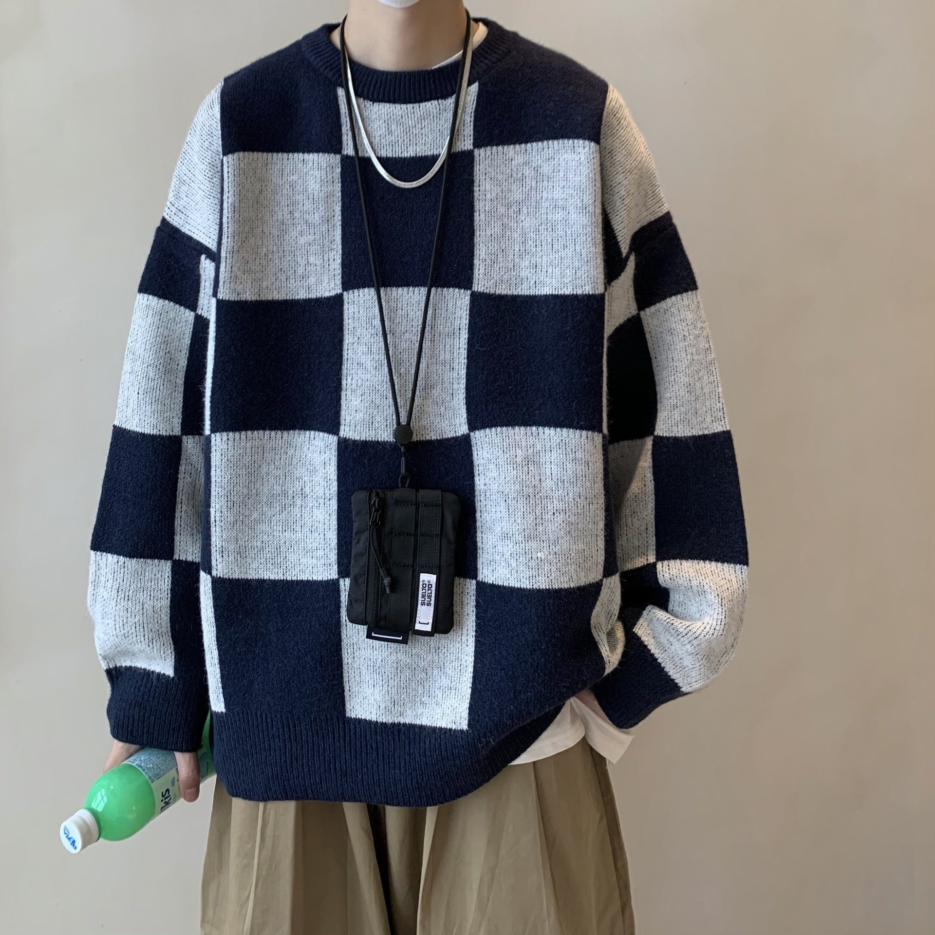 Loose And Idle Autumn And Winter Thickening Cotton Knitwear - Navy Blue / M